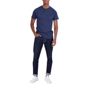 $12 Cherokee Men's Short Sleeve Henley T-Shirt. Size: XXL Color: Navy - New